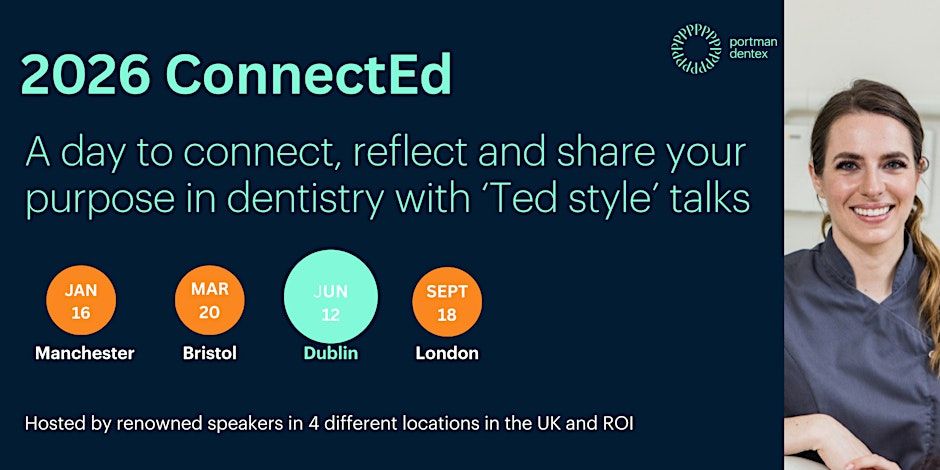 a poster for a day to connect , reflect and share your purpose in dentistry with ted style talks .